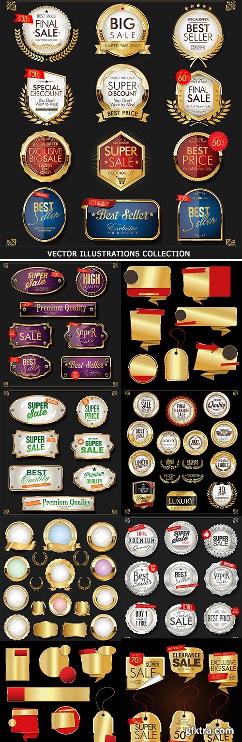 Retro vintage badges and labels golden collection