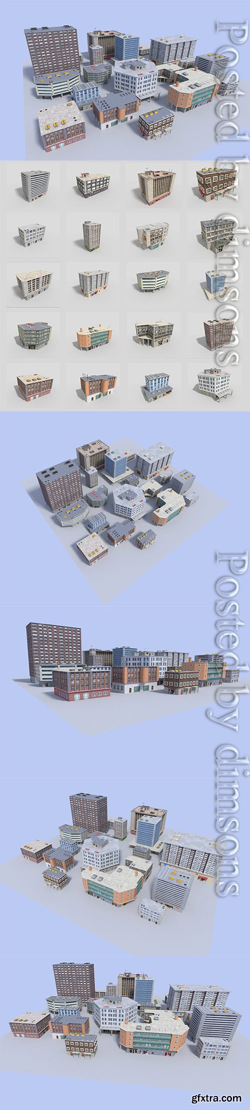 Cgtrader - 20 city building collection Low-poly 3D model