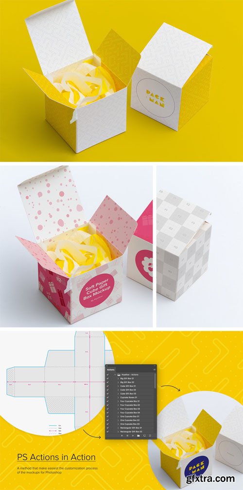 Paper Gift Box PSD Mockups Set
