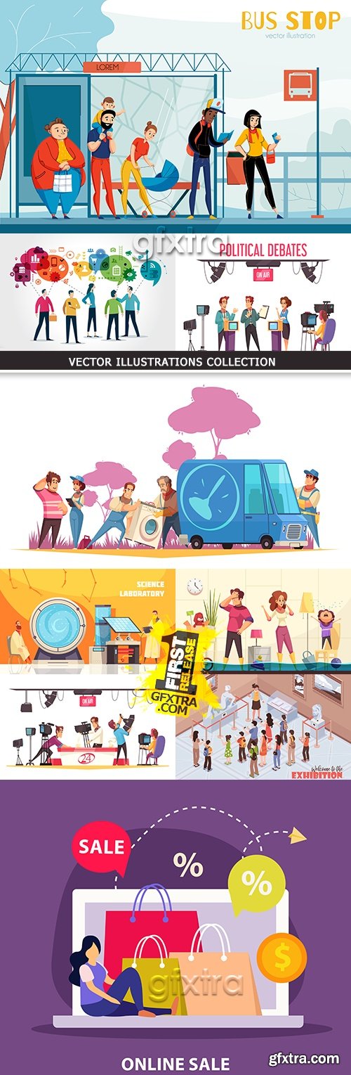 People in different life situations vector an illustration