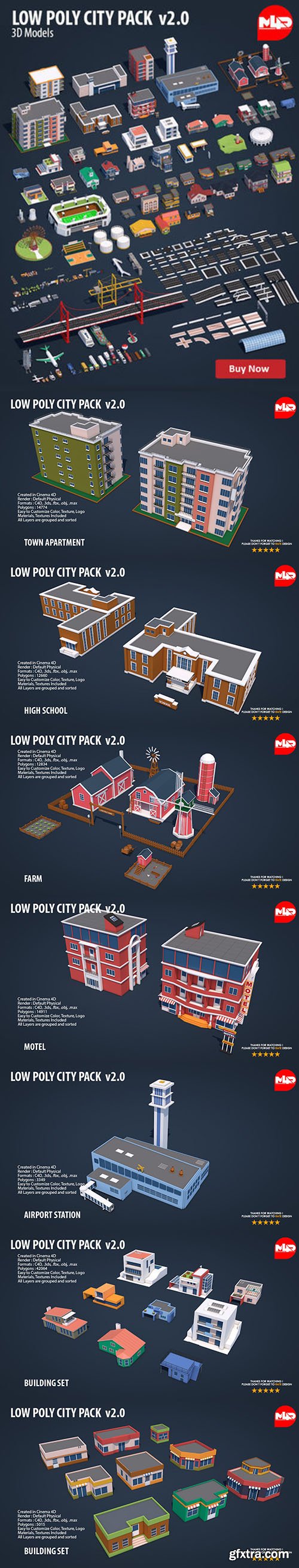 Cgtrader - Low Poly City Pack 2 Low-poly 3D model