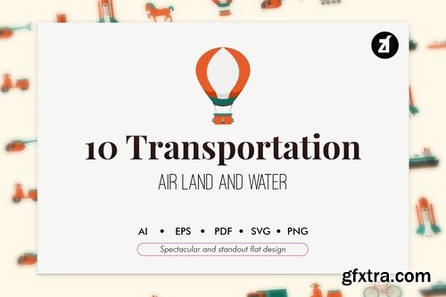 10 Transportation elements in flat design