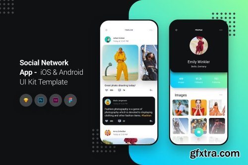 Social Network App iOS & Android UI Kit Template