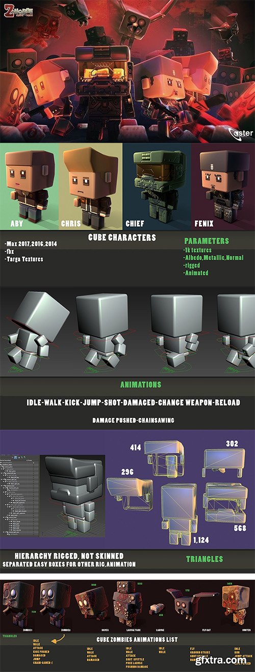 Cgtrader - CUBE APOCALYPSE PACK Low-poly 3D model
