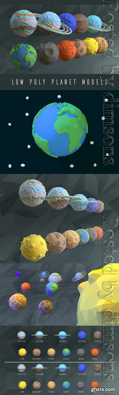Cgtrader - Low poly planets Low-poly 3D model
