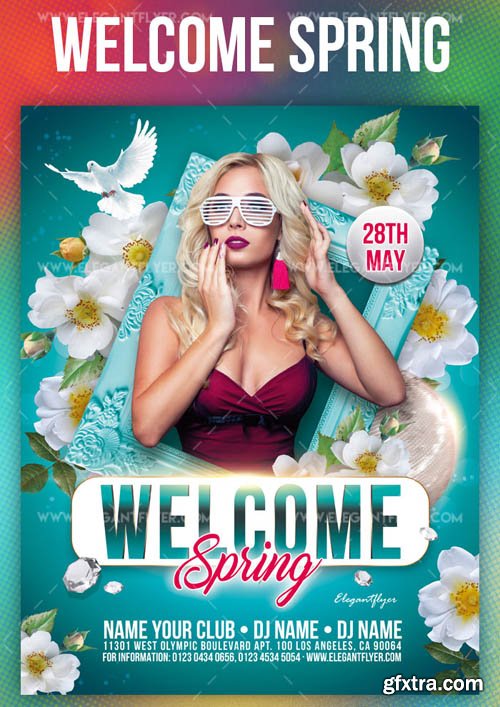 Welcome Spring V1 2019 Flyer PSD Template + Facebook Cover + Instagram Post
