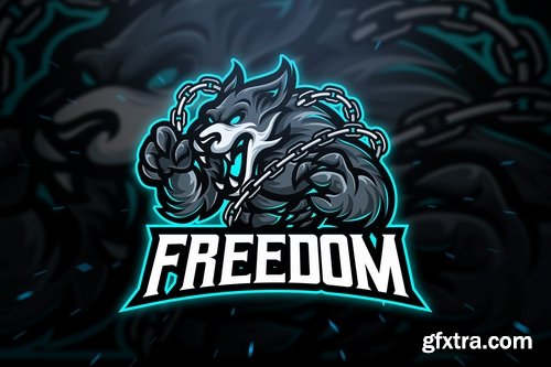 Freedom Wolf Sport and Esport Logo Template