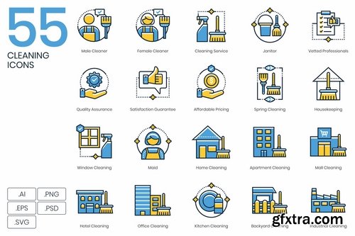 55 Cleaning Icons Kinetic Series