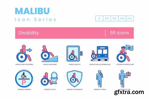 55 Disability Icons Malibu Series