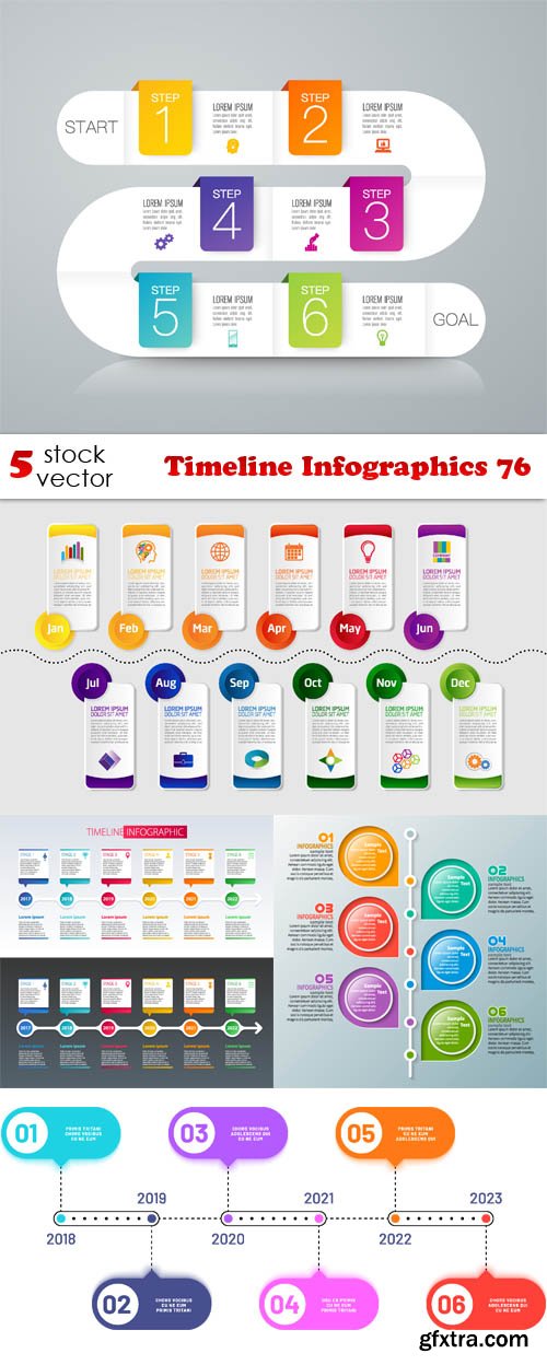 Vectors - Timeline Infographics 76