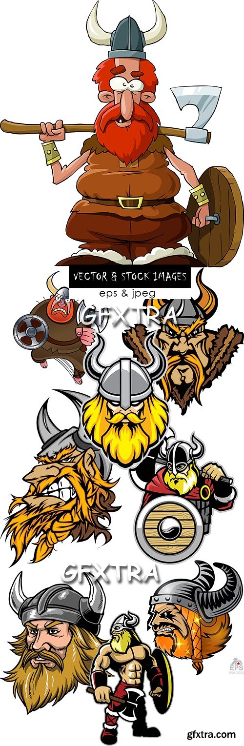 Medieval Viking with weapon cartoon an illustration 3