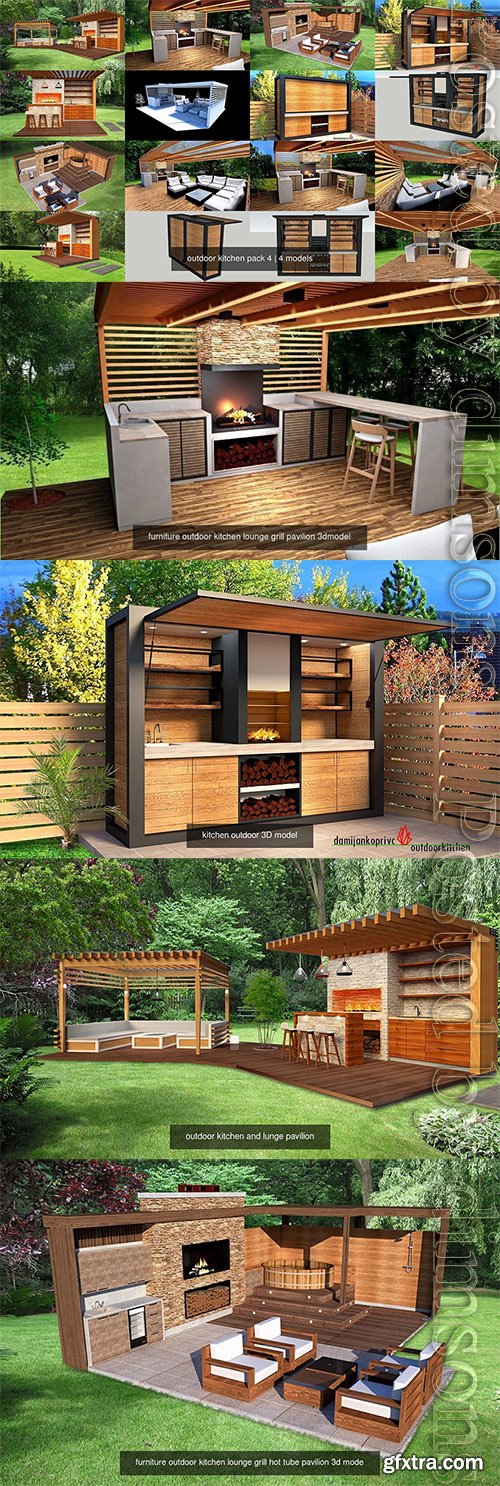 Cgtrader - outdoor kitchen pack 4 3D Model Collection