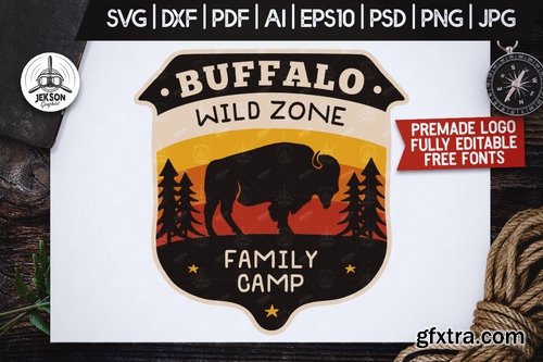 Wild Animals Badge Vintage Camp Logo Patch SVG