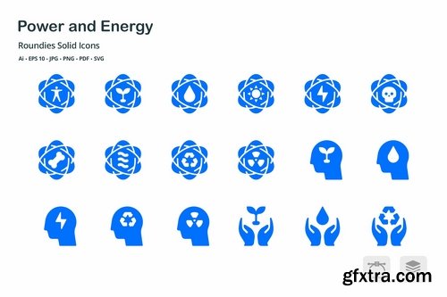 Energy and Power Roundies Solid Glyph Icons