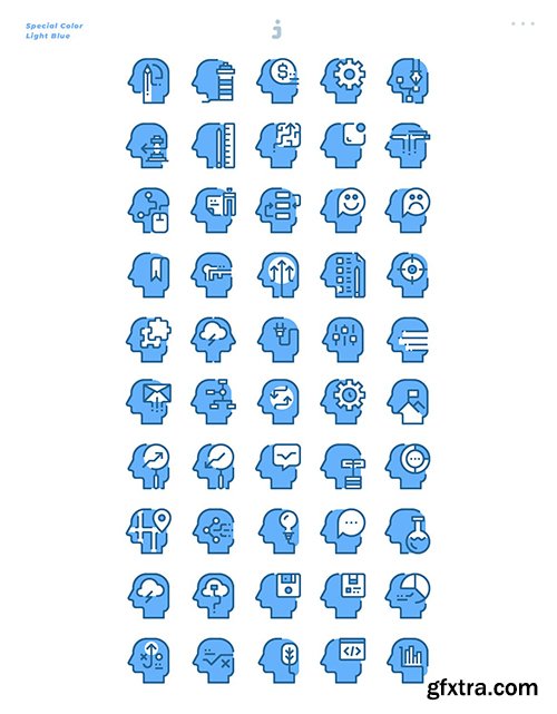 50 Human mind and Thinking Icons - Light Blue