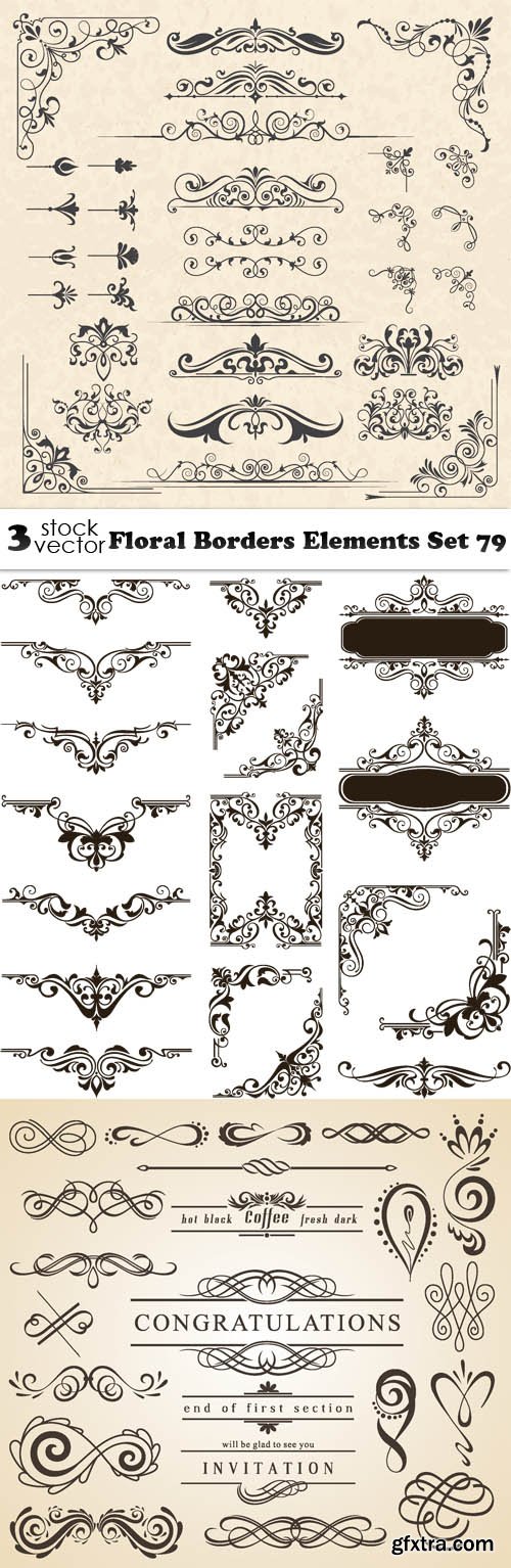 Vectors - Floral Borders Elements Set 79
