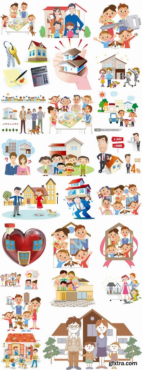 Happy family home occupier housing flats renting vector image 25 EPS