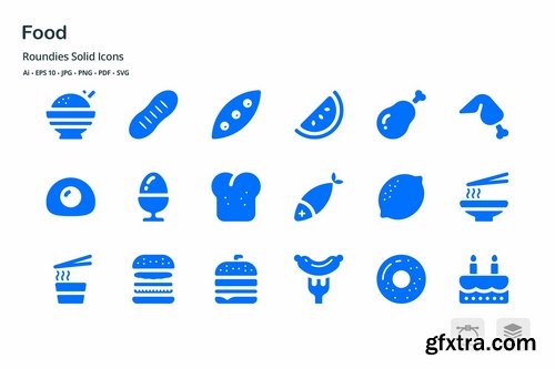 Foods and Beverages Roundies Solid Glyph Icons