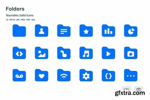 Folders and Files Roundies Solid Glyph Icons