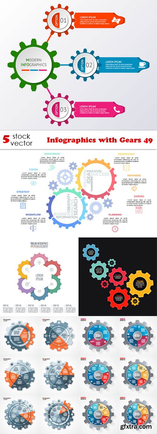 Vectors - Infographics with Gears 49