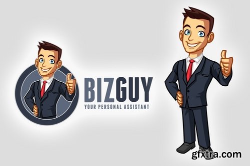 Cartoon Young Businessman Mascot Logo