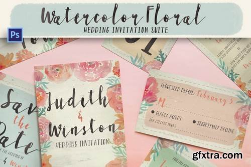 Watercolor Floral Wedding Suite