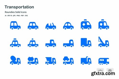 Transportation Roundies Solid Glyph Icons