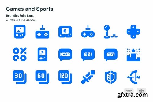 Games and Sports Roundies Solid Glyph Icons