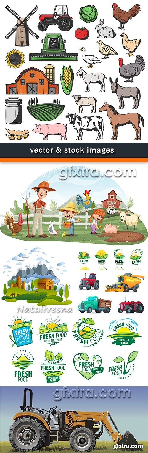 Farm tractor agriculture natural products design emblem 2