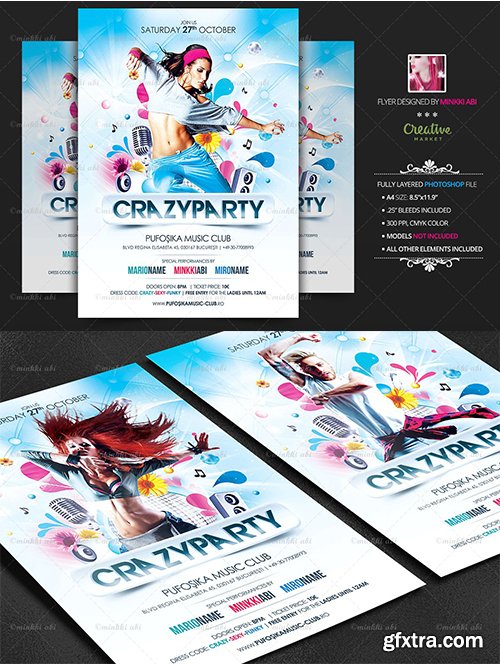 CreativeMarket - Crazy Party Flyer Poster 3081146