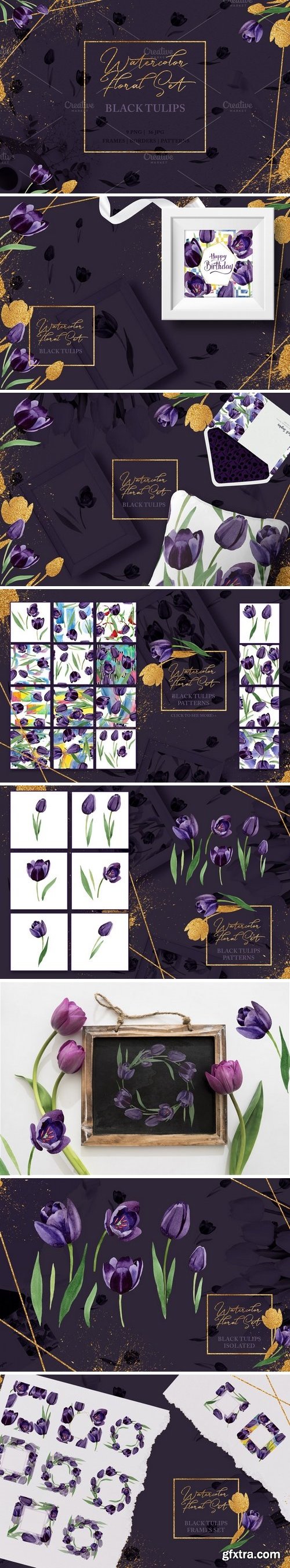 CM - Wonderful black tulips PNG set 3054013