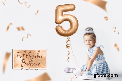 CreativeMarket - Foil Number Balloons Photo Overlays 3569025