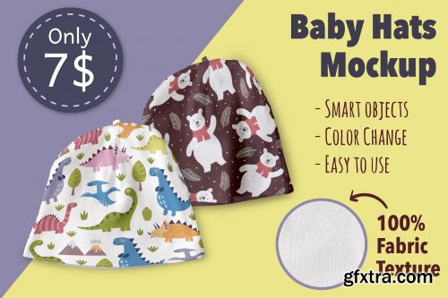 CreativeMarket - Baby Hats Mockup 3648218
