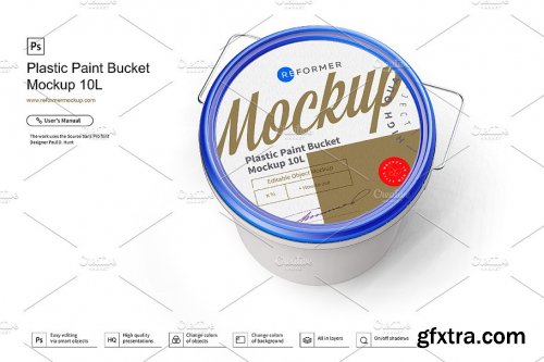 CreativeMarket - Plastic Paint Bucket Mockup 3619250