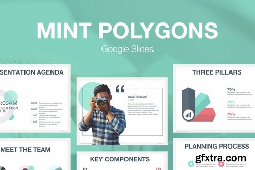 Mint Polygons Google Slides