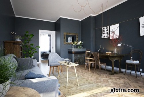 Scandinavian Style Living Room Interior Scene 14