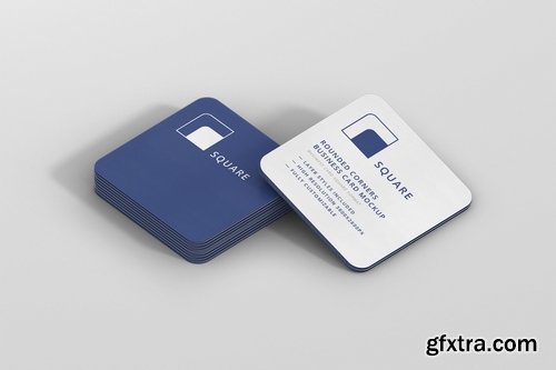 Business Card Mockup Stack Square Round Corners