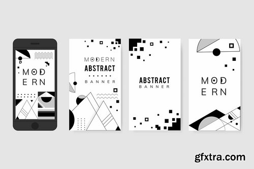 Modern black and white geometric banner templates