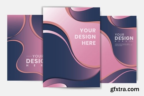 Pink poster design vector set