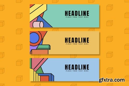 Colorful website banner design vector set