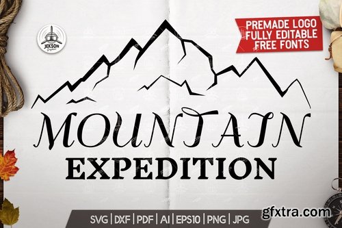 Mountain Expedition Logo Template, Retro Camp