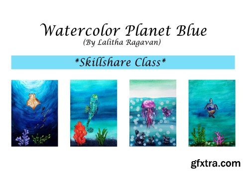 Watercolor Planet Blue