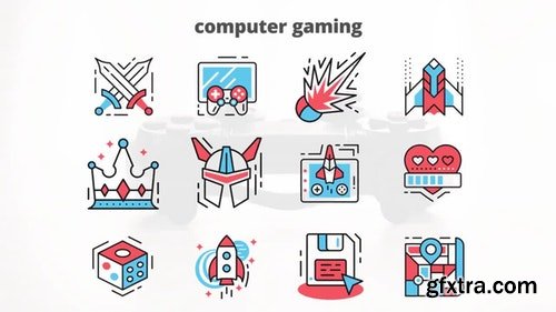 MotionArray Computer Gaming – Flat Animation Icons 204423