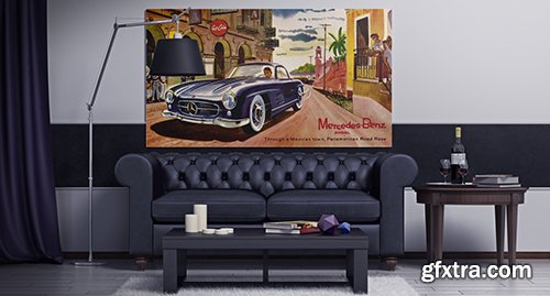 Poster in the Chesterfield Interior Mockup