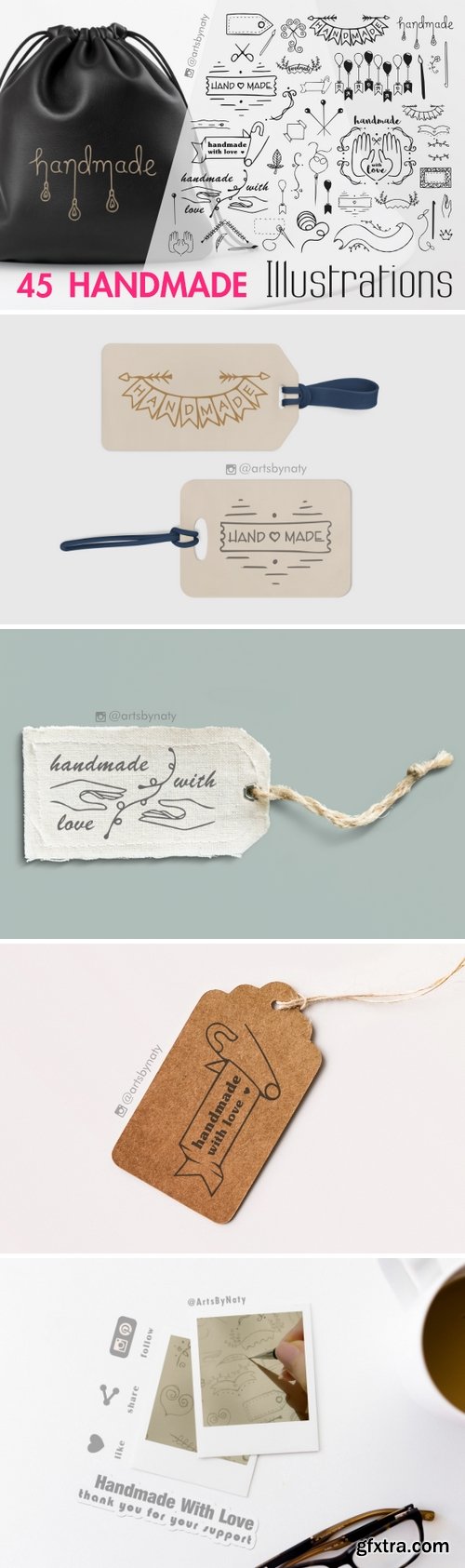 45 Handmade SVG Illustrations for Labels and Tags