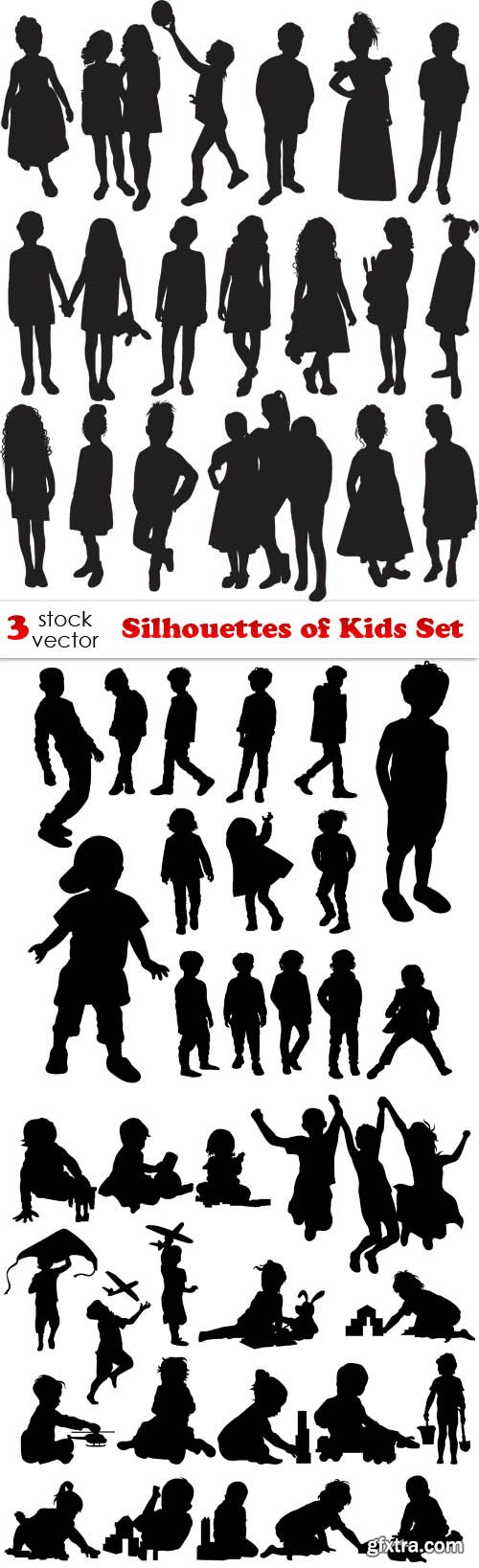 Vectors - Silhouettes of Kids Set