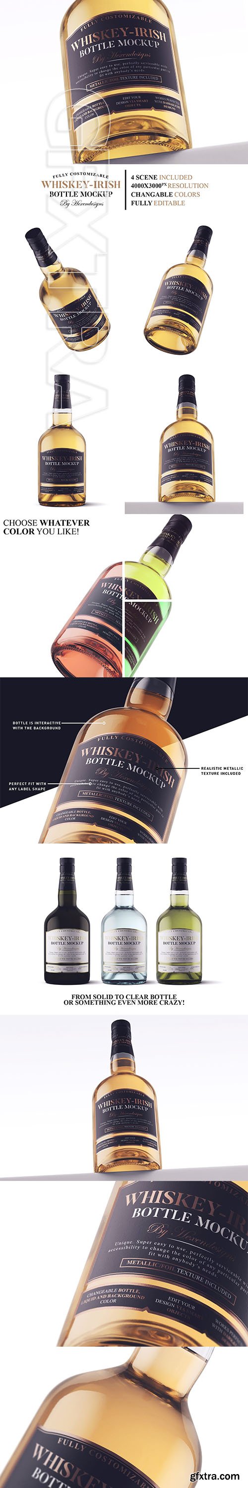 CreativeMarket - Whiskey-Irish Bottle Mockup 3652069
