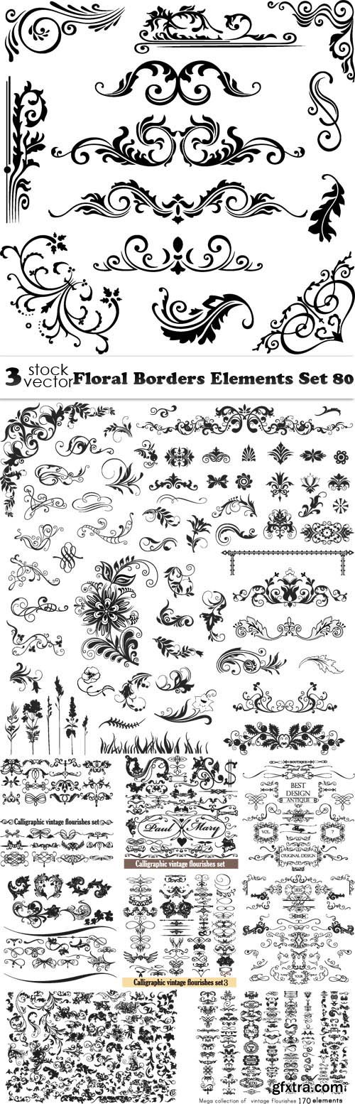 Vectors - Floral Borders Elements Set 80