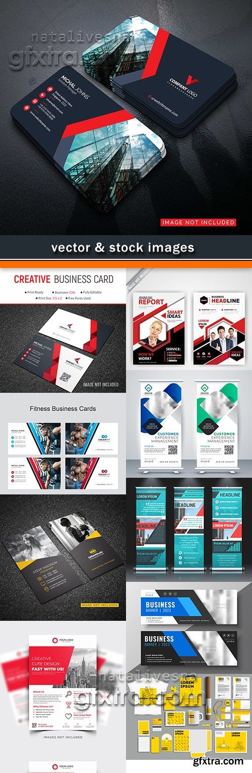 Business card brochure abstract templates and gift voucher 45