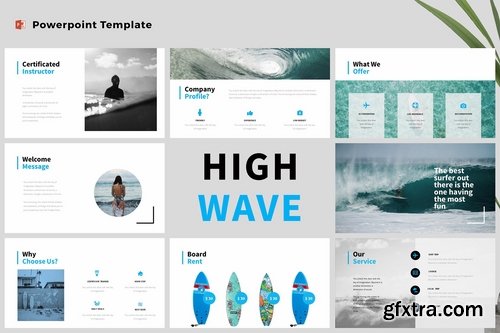 High Wave - Surfing Powerpoint and Google Slides Templates